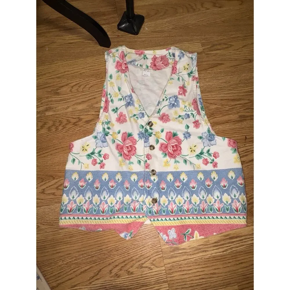 Vintage NWOT Vivaldi Jeanswear Floral Vest Skirt Set USA Made 90s Cottagecore